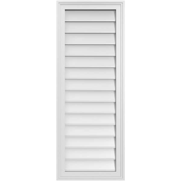 Ekena Millwork 16 in. x 42 in. Vertical Surface Mount PVC Gable Vent: Decorative with Brickmould Frame