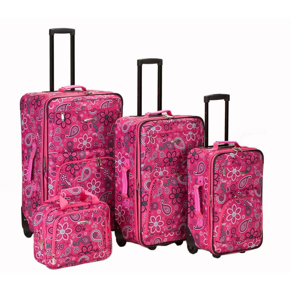Impulse Expandable Luggage 4-Piece Softside Luggage Set, Pink Bandana
