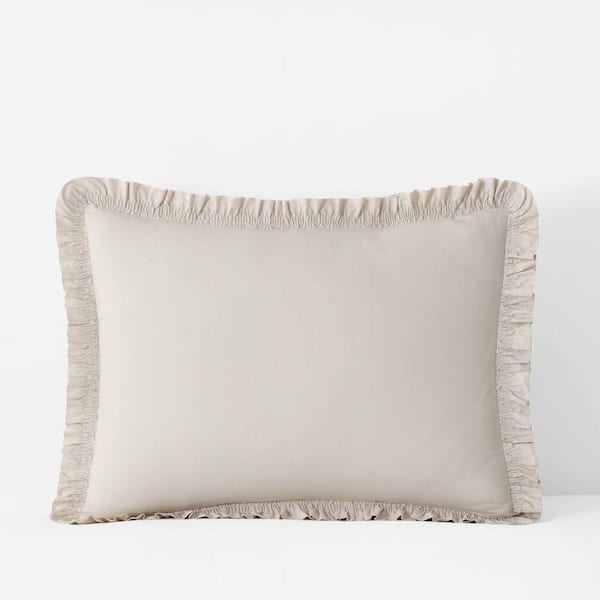 Company Cotton Ruffle Garment Wash Buff Standard Sham