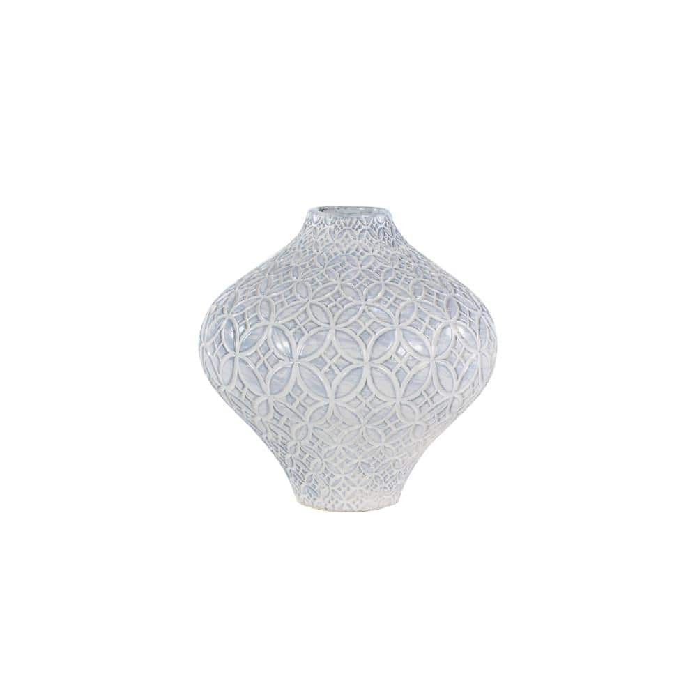 White and Light Blue Porcelain Bud Vase