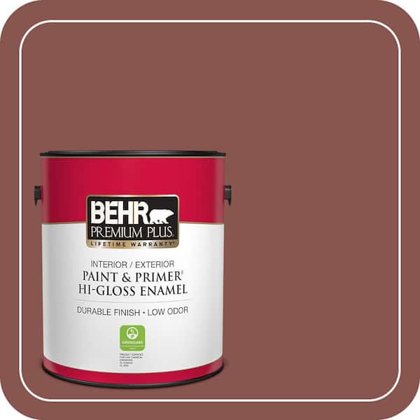 BEHR PREMIUM PLUS 1 gal. #160F-6 Boston Brick Hi-Gloss Enamel Interior/Exterior Paint & Primer