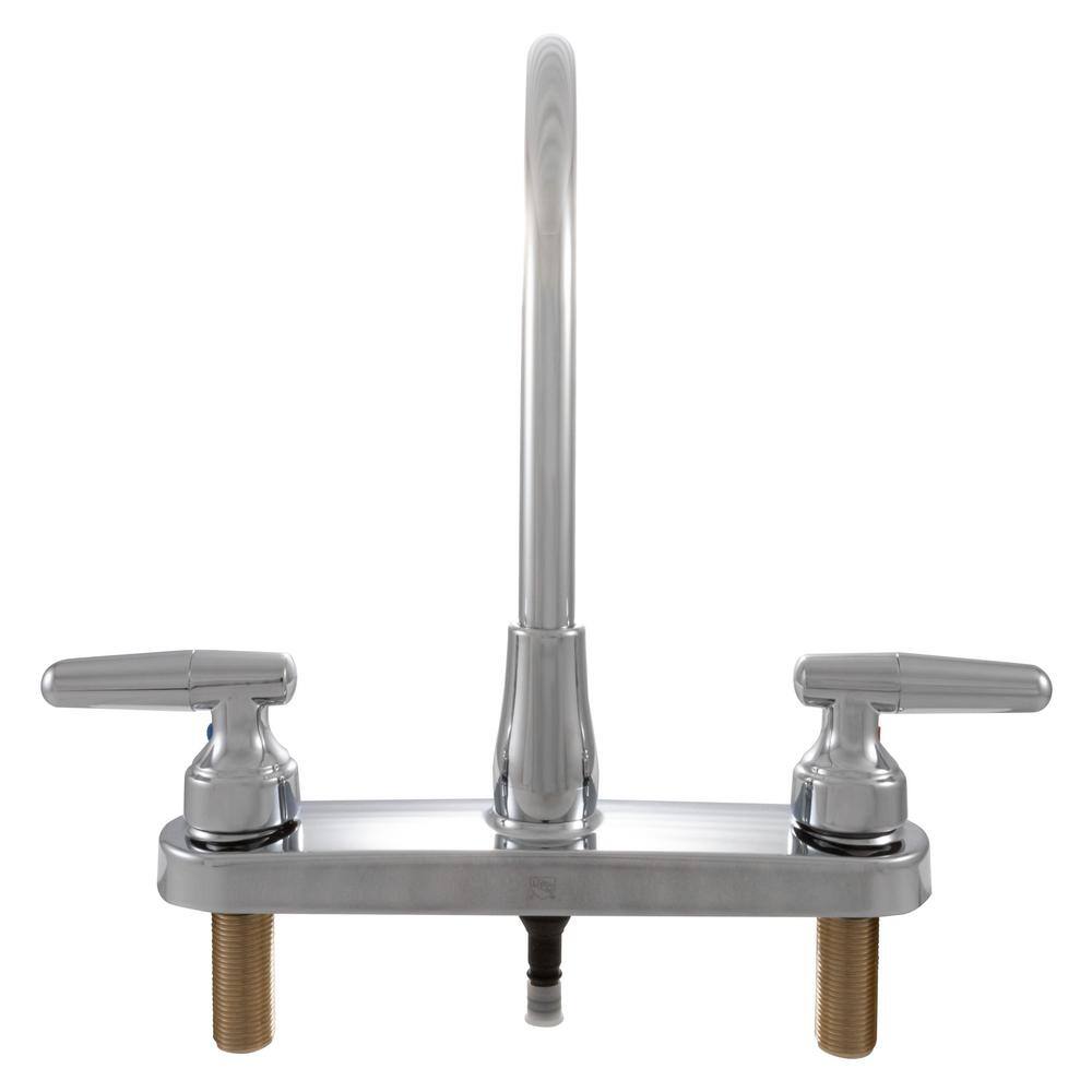 Polished Chrome 2-Handle High-Arc Kitchen Faucet with Pull-Out Spray