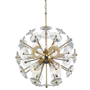Floret 8-Light Satin Brass Chandelier with Clear Crystal Accents