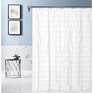 Crinkle Embossed Plaid Designed 70" x 72" Shower Curtain in White