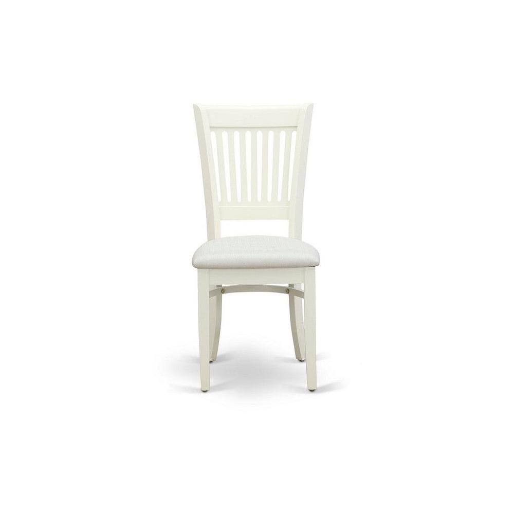 Linen White Rectangular Dining Set with Rubber Wood Chairs