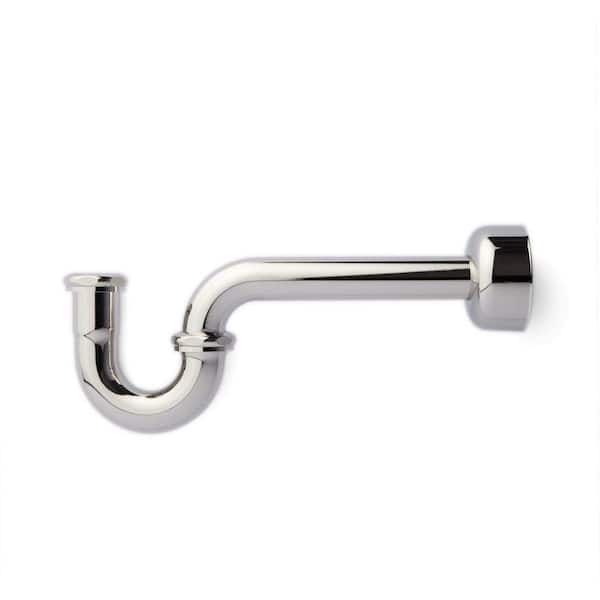 SIGNATURE HARDWARE 1-1/4 in. Polished Nickel Brass P-Trap with High Box Flange