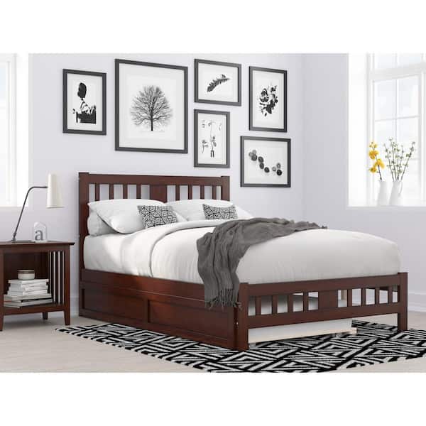 AFI Tahoe Full Bed with Footboard and Twin Trundle in Walnut