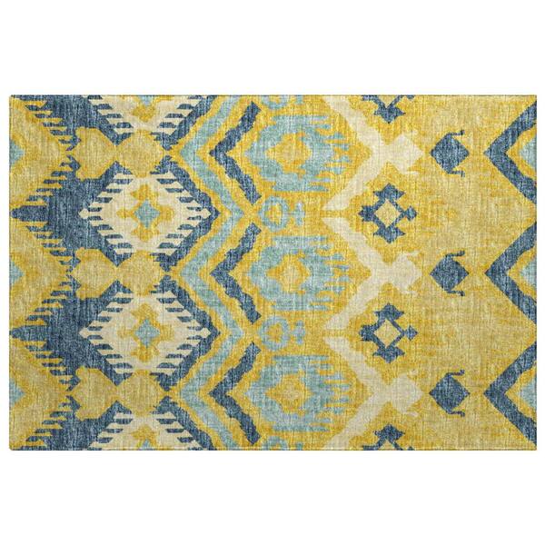 Dream Shag Premium Machine Washable Abstract ADS108 Yellow 3 ft. x 4 ft. Area Rug