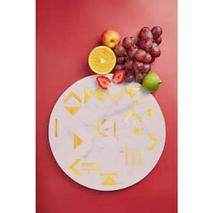 12 in. Olympia White with Gold Inlay Marble Cheese Board