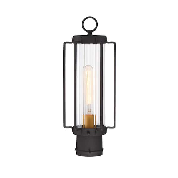 Minka Lavery Avonlea Large 1-Light Sand Black with Gold Outdoor Post Lantern