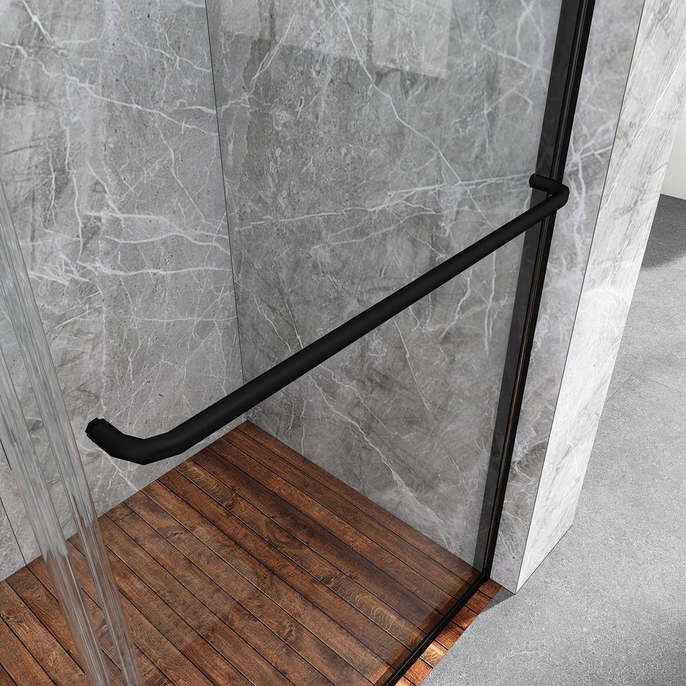 54 in. Matte Black Framed Sliding Shower Door with Clear Glass