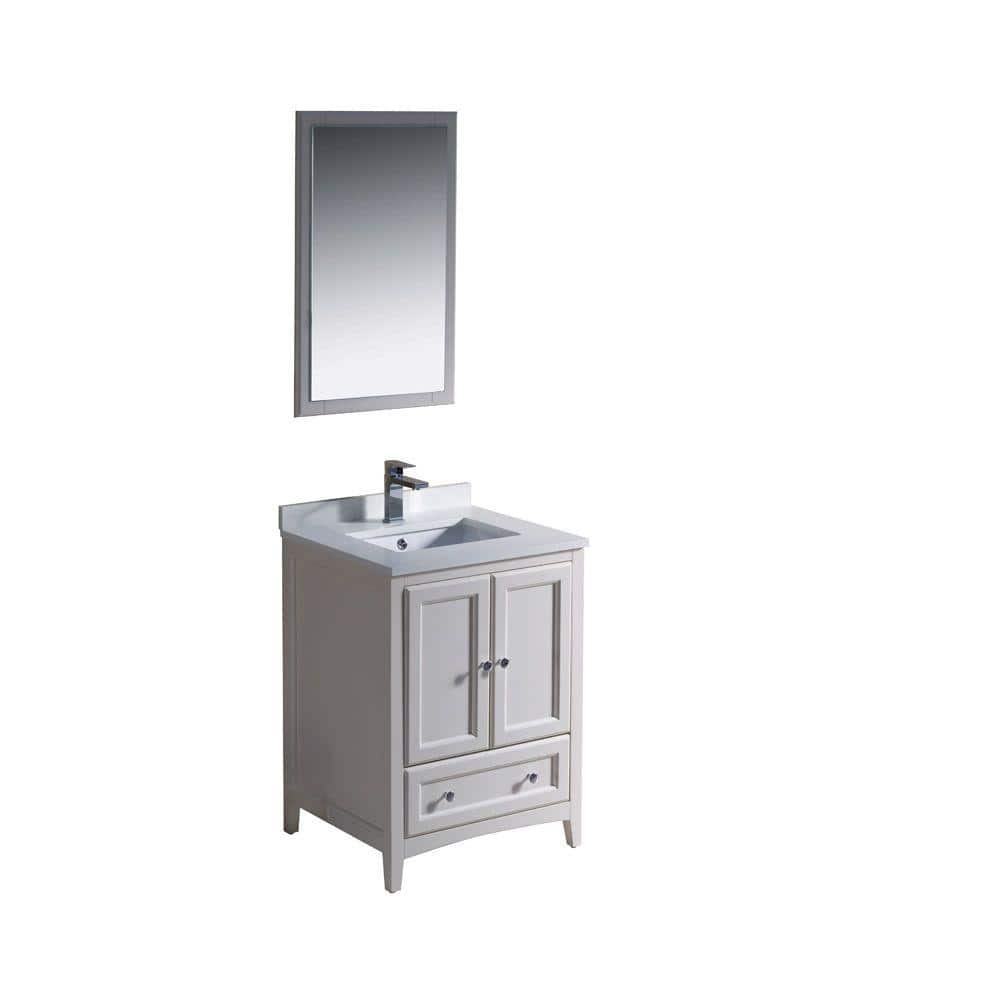 Fresca Oxford 24 In Vanity In Antique White With Ceramic Vanity Top In   Fresca Bathroom Vanities With Tops Fvn2024aw 64 1000 