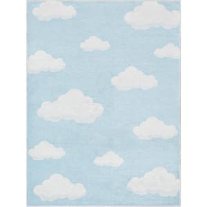 Cloud 9 Modern Kids Blue 3 ft. 3 in. x 5 ft. Machine Washable Flat-Weave Area Rug