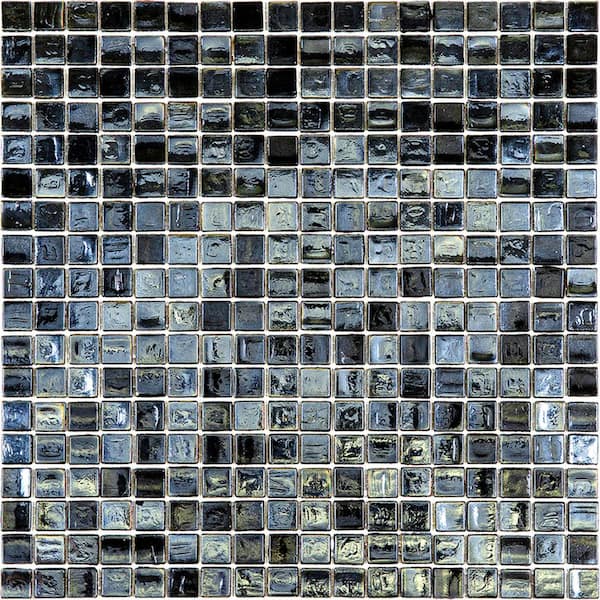 Apollo Tile Skosh 4 in. x 6 in. Glossy Rich Black Glass Mosaic Uniform square Wall & Floor Sample Tile (0.13 sq. ft./Piece) (1-Pack)