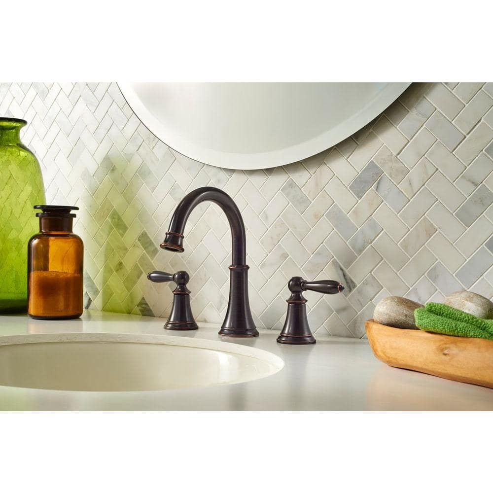Tuscan Bronze Courant 8-Inch Widespread Bathroom Faucet