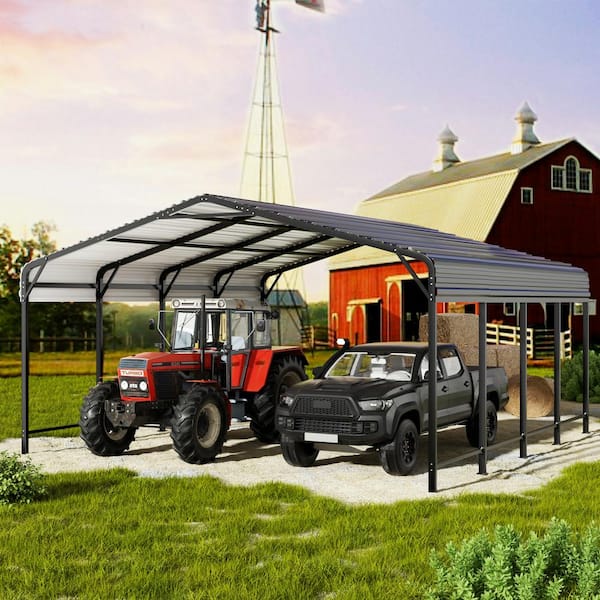 VIWAT 20 ft. W x 20 ft. D Metal Carport, Car Canopy and Shelter