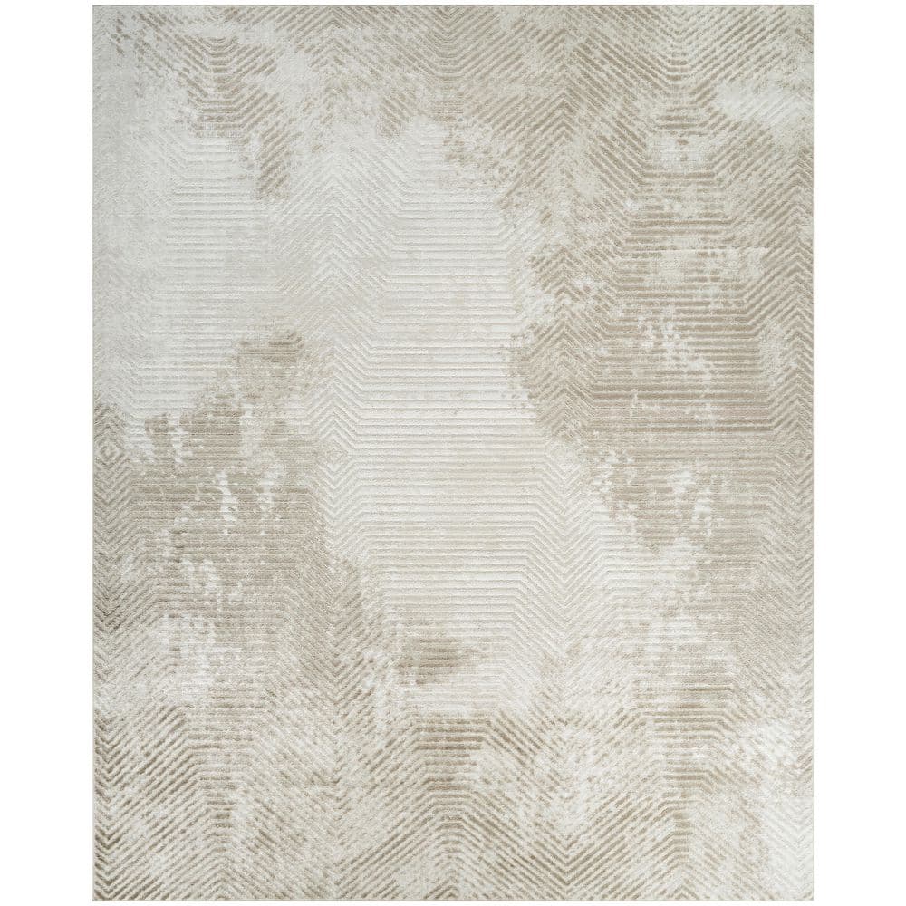 Toravon Rugs Nourison Dekor Ivory Taupe 8 ft. x 10 ft. Abstract Contemporary Area ...