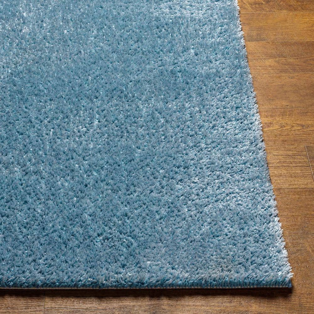 Heavenly Blue Plush Shag Rectangle Rug 7'10" x 10'