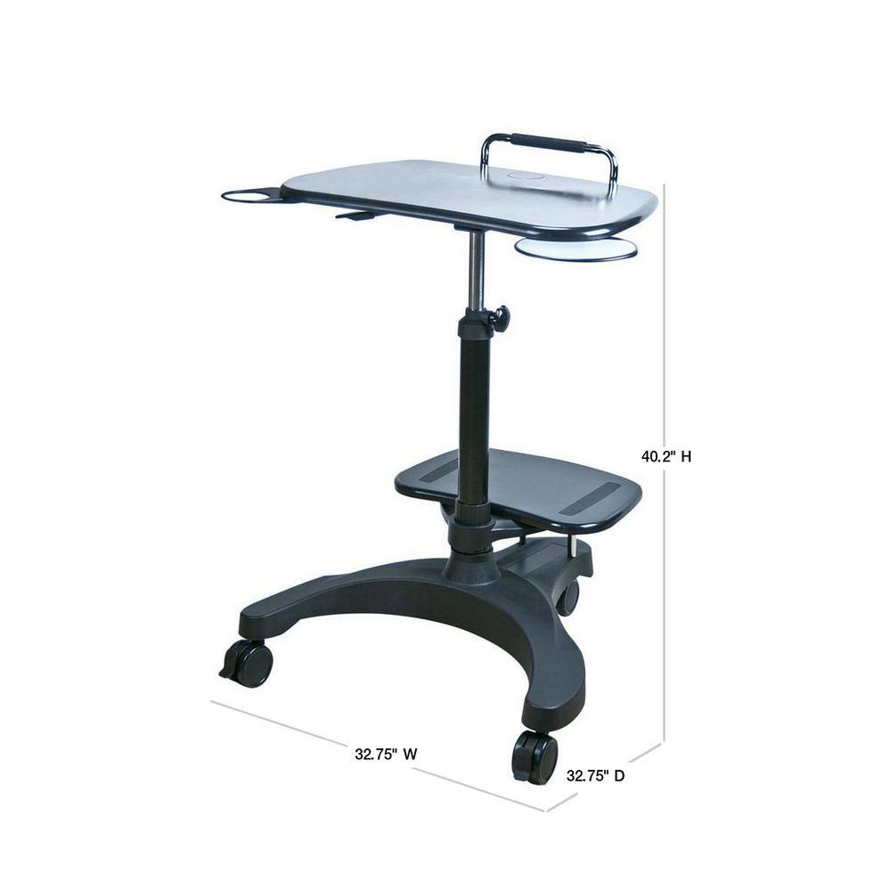 Black Adjustable Height Standing Laptop Desk with Cup Holder