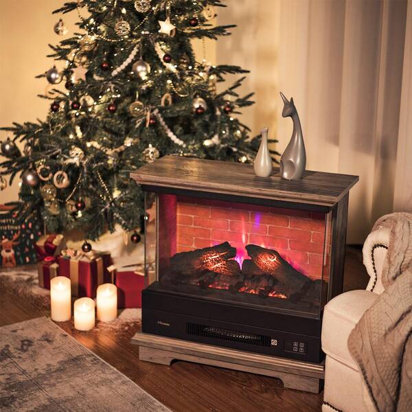 TURBRO Firelake 27 in. Freestanding Surround Wooden Electric Fireplace with  Mantel in Gray Wash FL27-GW - The Home Depot