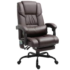 27.25" x 24" x 47.25" Brown PU Leather Reclining Height Adjustable 6-Point Massage Executive Chair with Arms