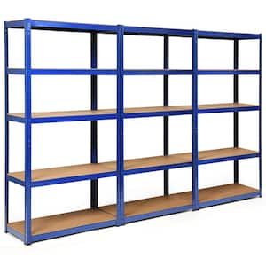 3PCS 72'' Heavy Duty Steel 5 Level Garage Shelf Storage Adjustable Shelves Navy