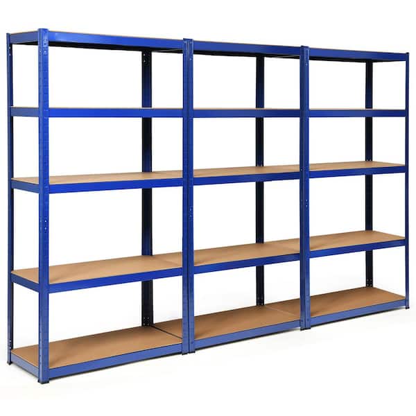 3PCS 72'' Heavy Duty Steel 5 Level Garage Shelf Storage Adjustable Shelves Navy