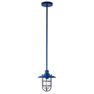 Bay 9 in. Blue Lantern Pendant with Glass and Metal Shade