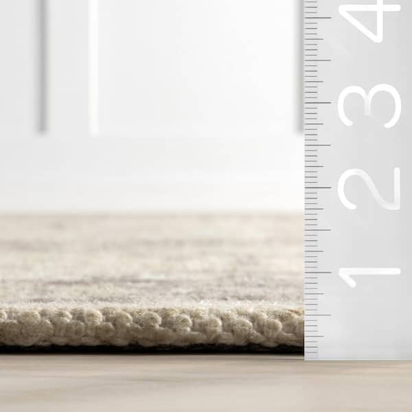 6 ft. x 9 ft. Beige Spindle Medallion Wool and Cotton Khaki Indoor/Outdoor Patio Rug