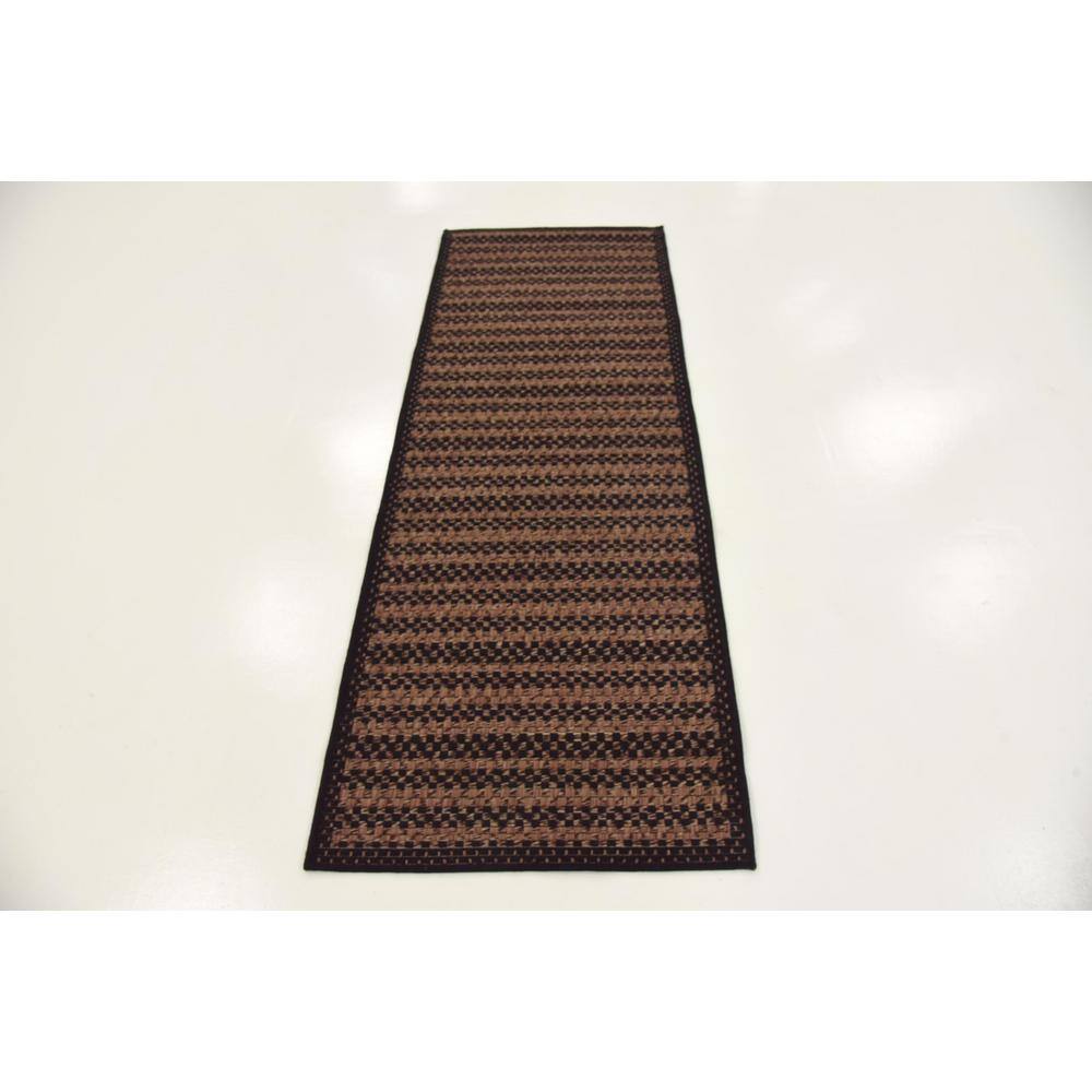 2'2" x 6' Black and Brown Synthetic Stripe Runner Rug