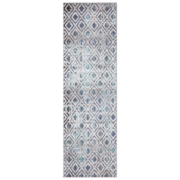 Concord Global Trading Vintage Collection Diamonds Blue 2 ft. x 7 ft. Geometric Runner Rug