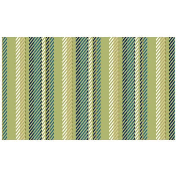 Bungalow Flooring FlorArt Stripe Green 34 in. x 58 in. Low Profile Rubber Backed Kitchen Mat