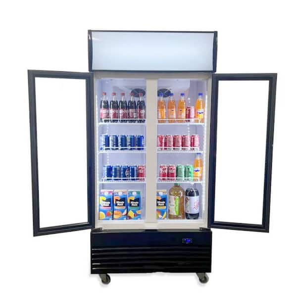 36 in. W 18 cu. ft. NSF Commercial Slim Upright Glass Door Drink Cooler Refrigerator in White