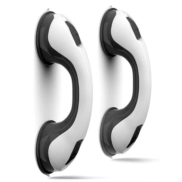 Adrinfly 12 in. Concealed Screw Heavy-Duty Shower Grab Bars Safety Handrail, 350 lbs. Capacity in Black (2-Pack)