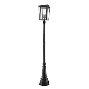 Seoul 105.5 in. 3-Light Oil Bronze Aluminum Hardwired Outdoor Weather Resistant Post Light Set with No Bulb included