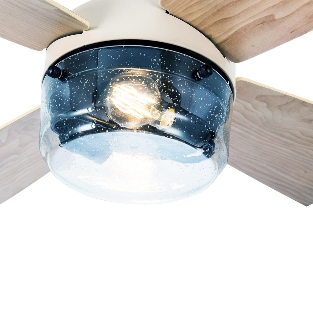 42" Almond and Light Oak Remote-Controlled Ceiling Fan with Lighting