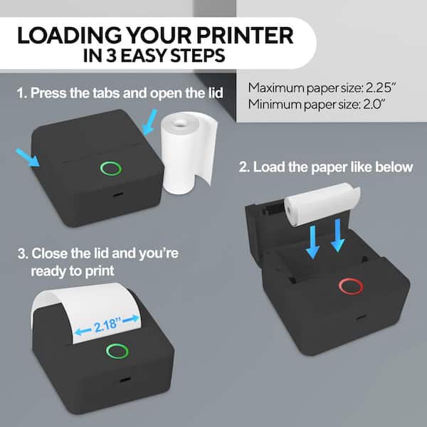 C CORE INNOVATIONS - Wireless Mini Portable Thermal Printer Label Maker, Paper Included for Android and iOS Phone, Black