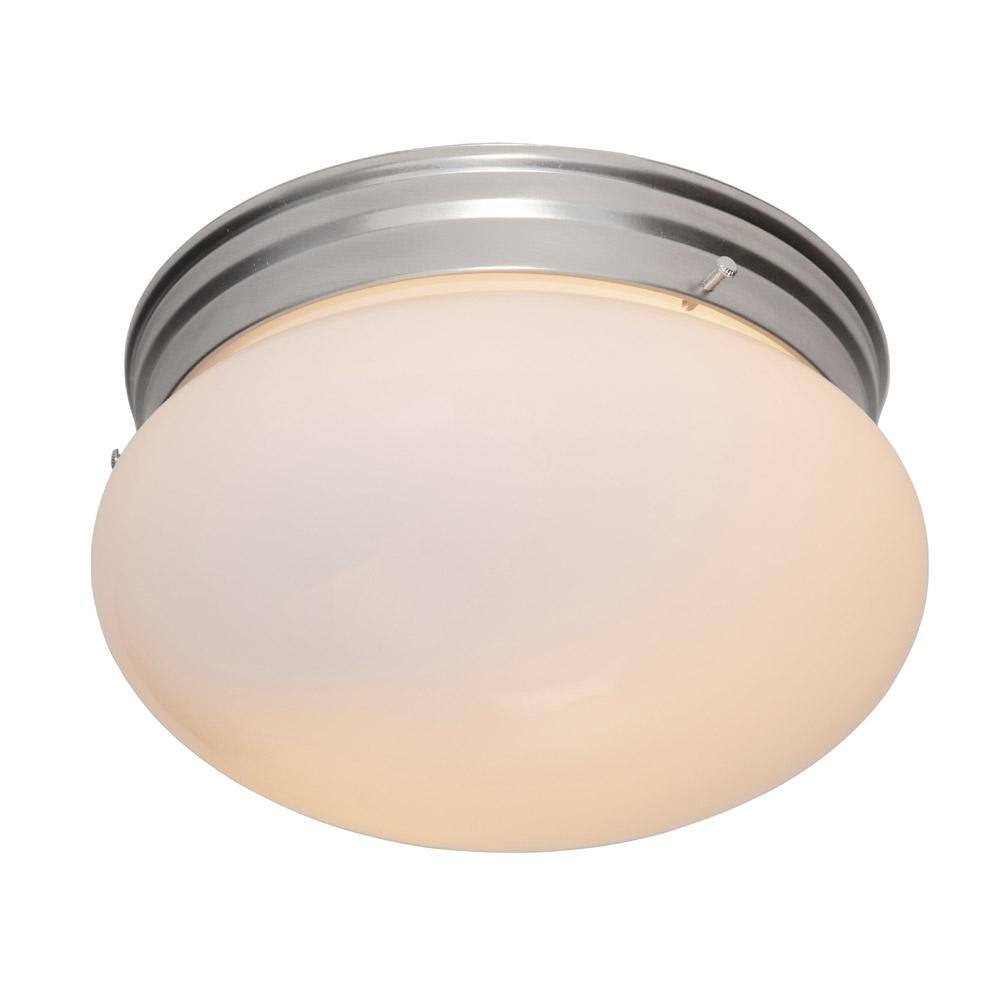 Satin Etched Glass Globe 9'' Pewter Flushmount Light Fixture