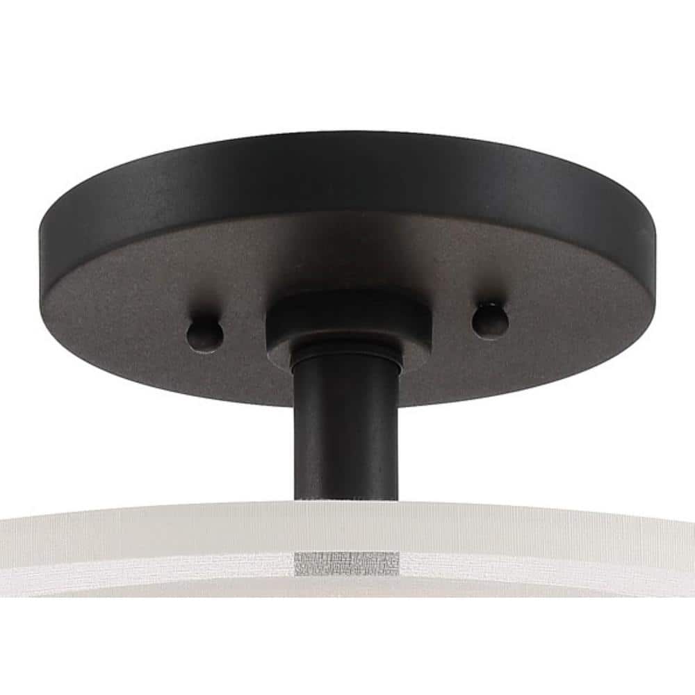 Sand Coal Translucent Silver Linen Drum Semi Flush Mount Light