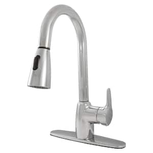 8 in. Centerset Single Handle Pull Out Sprayer Kitchen Faucet with deckplate in Polished Chrome