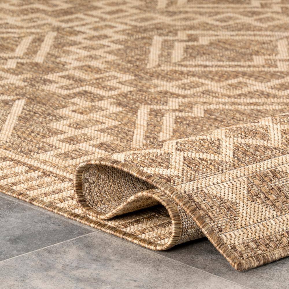 Beige Square Synthetic Easy-Care Indoor/Outdoor Area Rug, 8' x 10'
