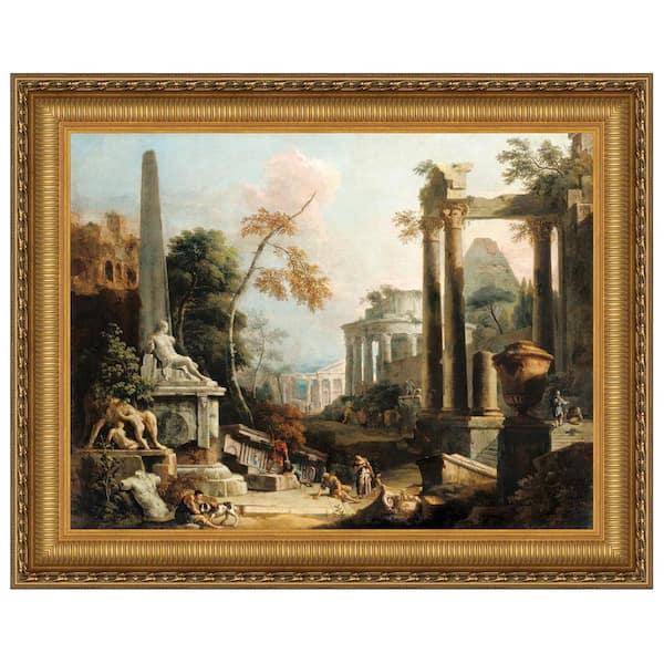 Design Toscano Landscape with Ruins and Figures by Marco Ricci Framed Architecture Oil Painting Art Print 23.25 in. x 28.25 in.
