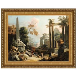 Landscape with Ruins and Figures by Marco Ricci Framed Architecture Oil Painting Art Print 23.25 in. x 28.25 in.