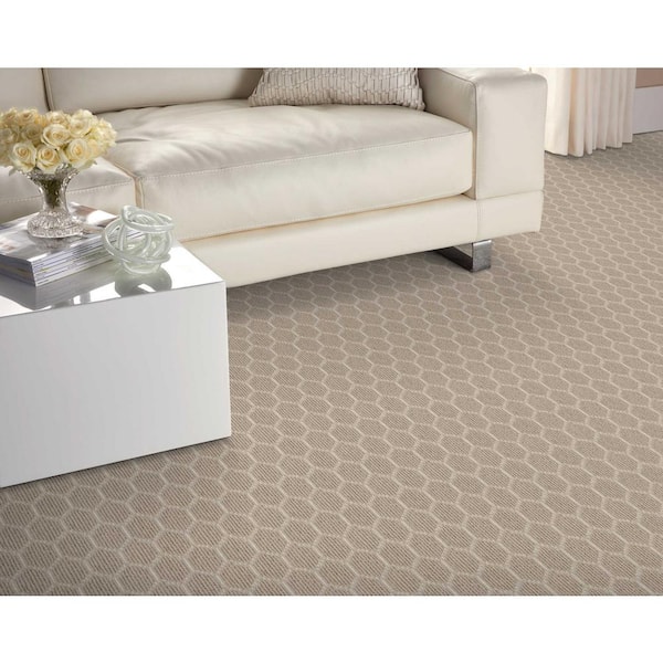 Entanglement Silt/Ivory Brown 12 ft. 27 oz. Wool Pattern Installed Carpet