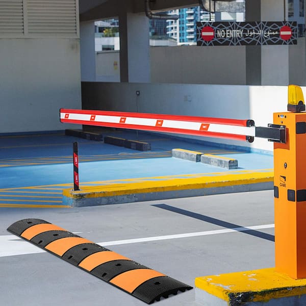 2Pcs 22000 lbs. Load 72.8 in. x 12.2 in. x 2.2 in. Rubber Speed Bump 2 Channel Speed Hump for Garage Driveway Yellow