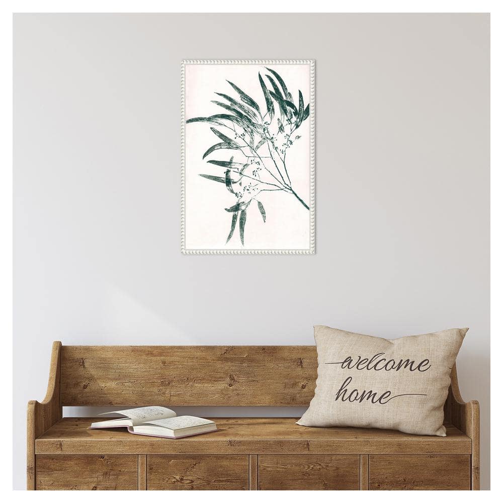 Eucalyptus Green Graphic Art on Canvas with White Frame