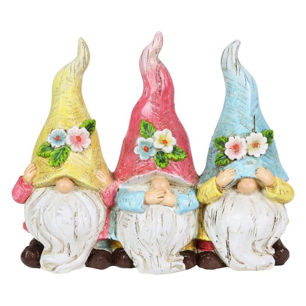 Exhart Pastel Hear No, Speak No, See No Evil, 7.5 in. x 6.5 in. Gnomes Garden Statue