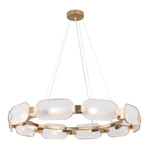 10-Light Gold Modern Round Chandelier for Kitchen Dining Room Living Room with Adjustable Height and No Bulbs Included