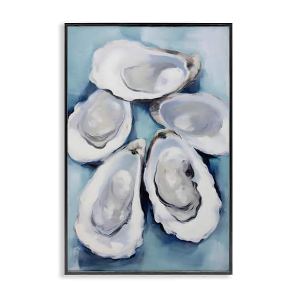 Five Oyster Shells by Petal Prints Design Black Framed Giclee Art Print Animal 20 in. x 30 in.