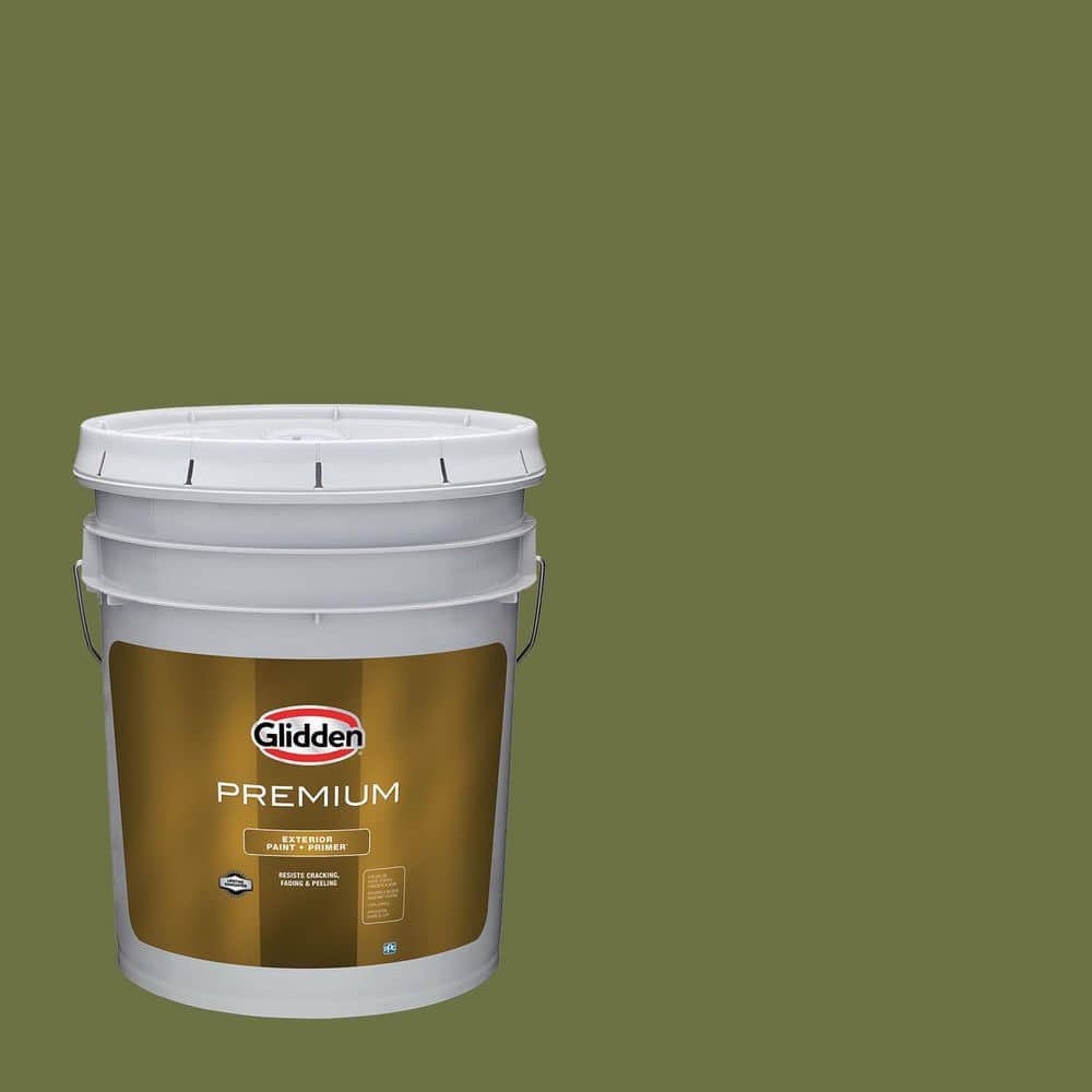 Glidden Premium 5 gal. PPG1122-7 Oakmoss Flat/Matte Exterior Paint